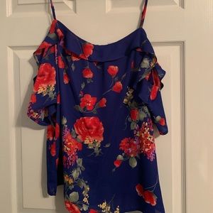 Floral print cold-shoulder top